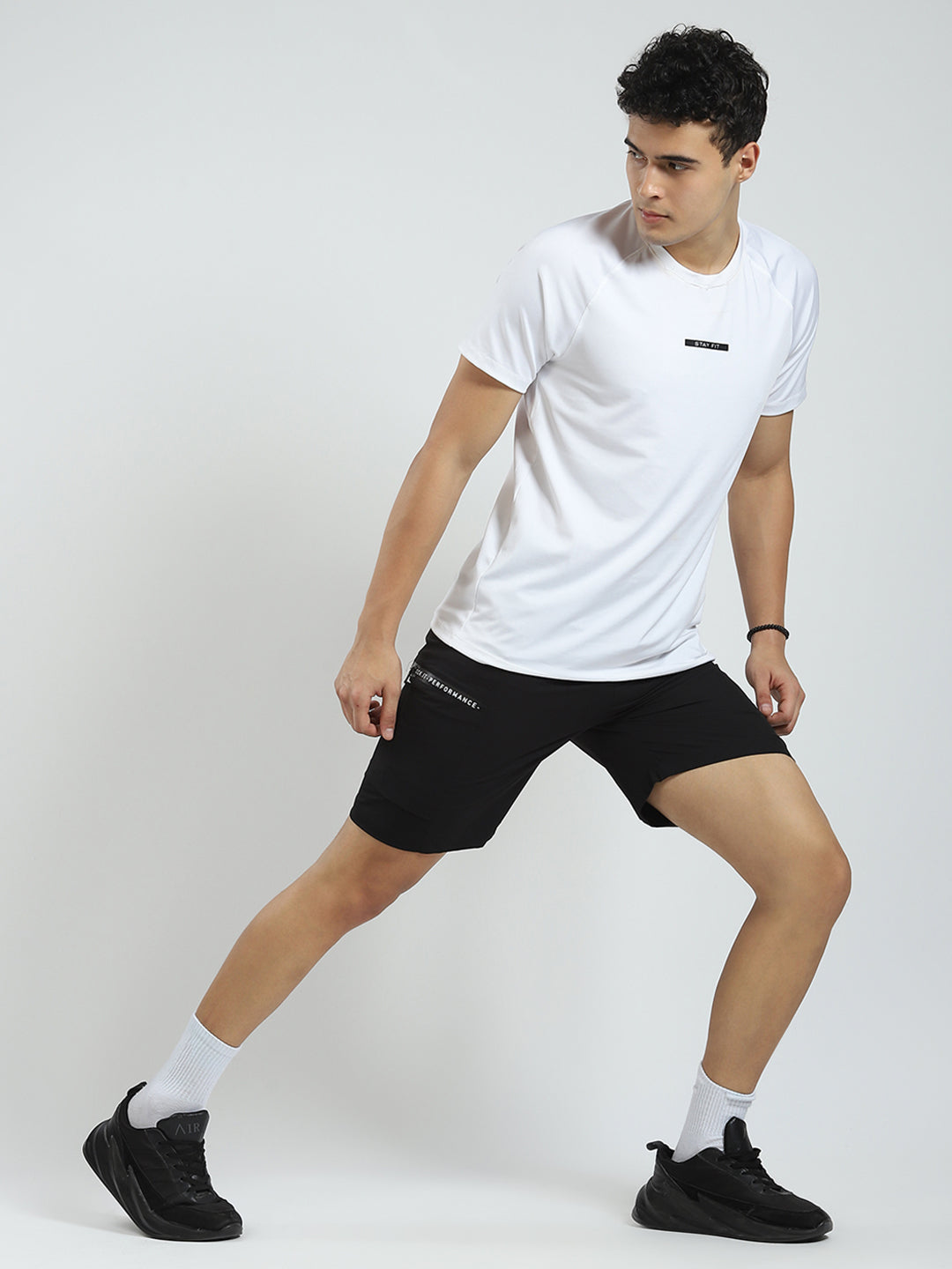Men Black Solid Regular Fit Short