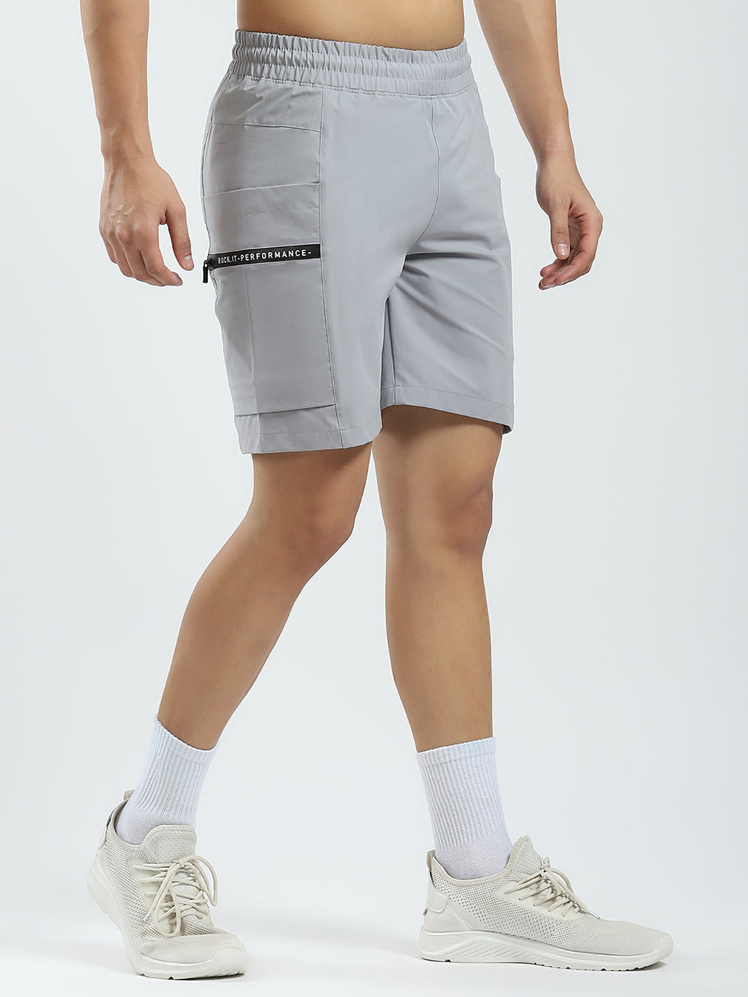 Men Grey Solid Regular Fit Short