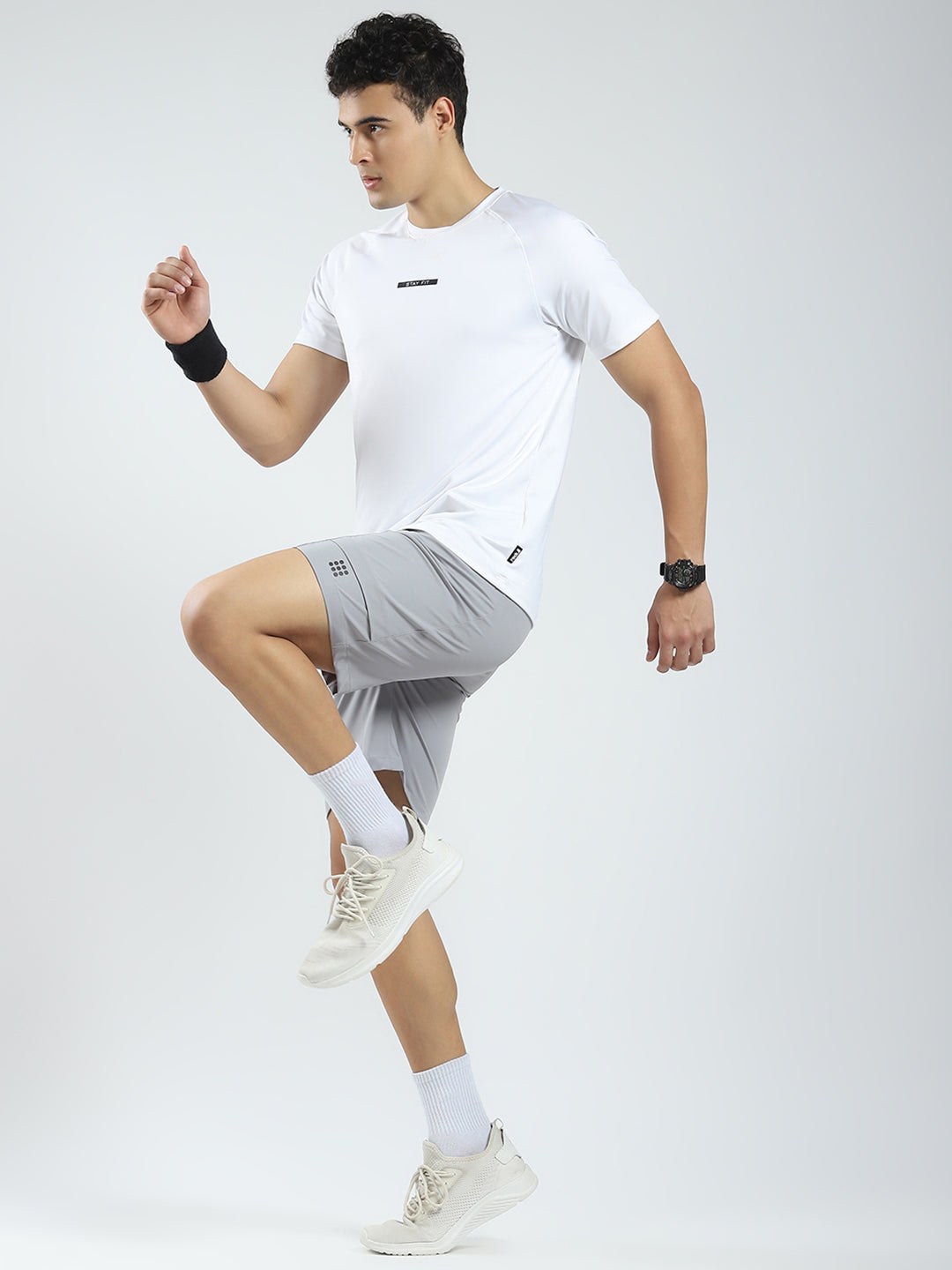 Men Grey Solid Regular Fit Short