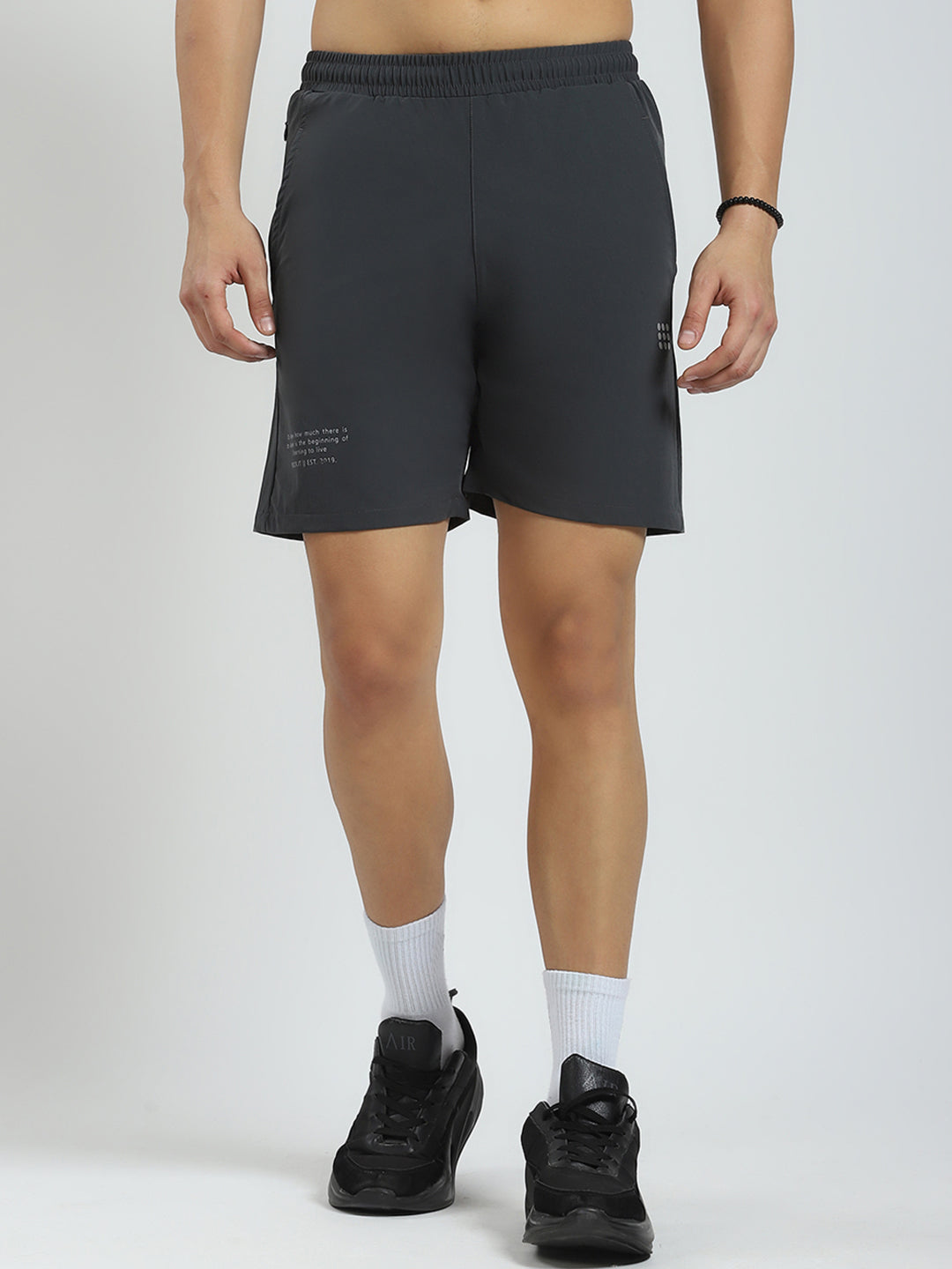 Men Grey Solid Regular Fit Short