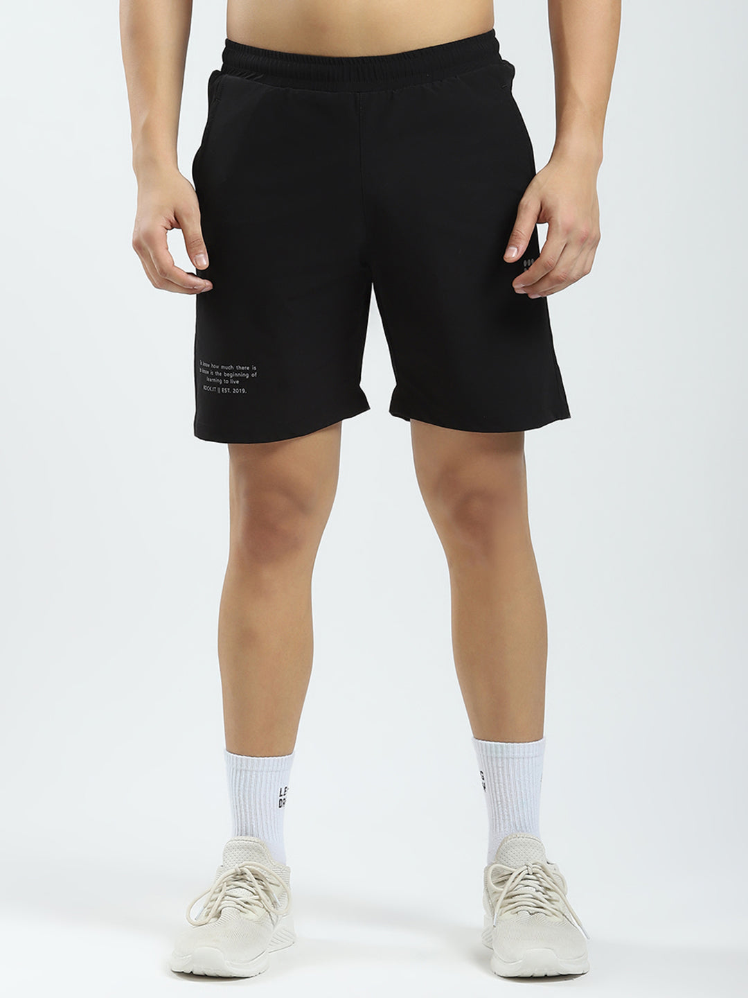Men Black Solid Regular Fit Short