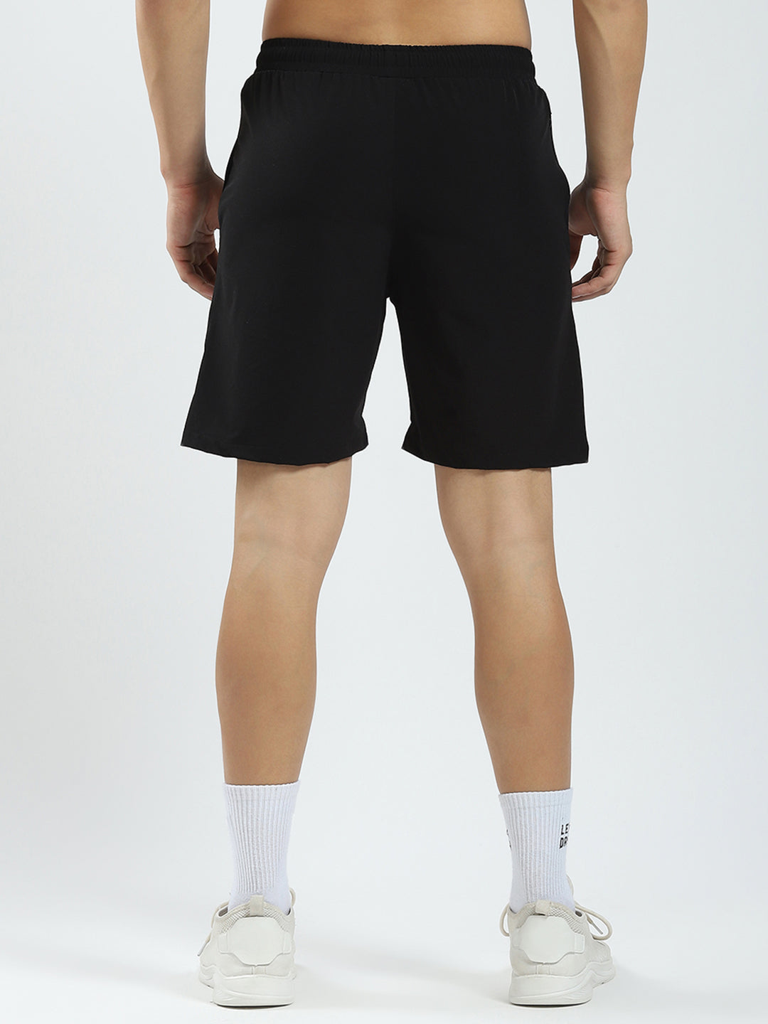 Men Black Solid Regular Fit Short