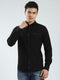 Men Black Solid Collar Full Sleeve Shirt