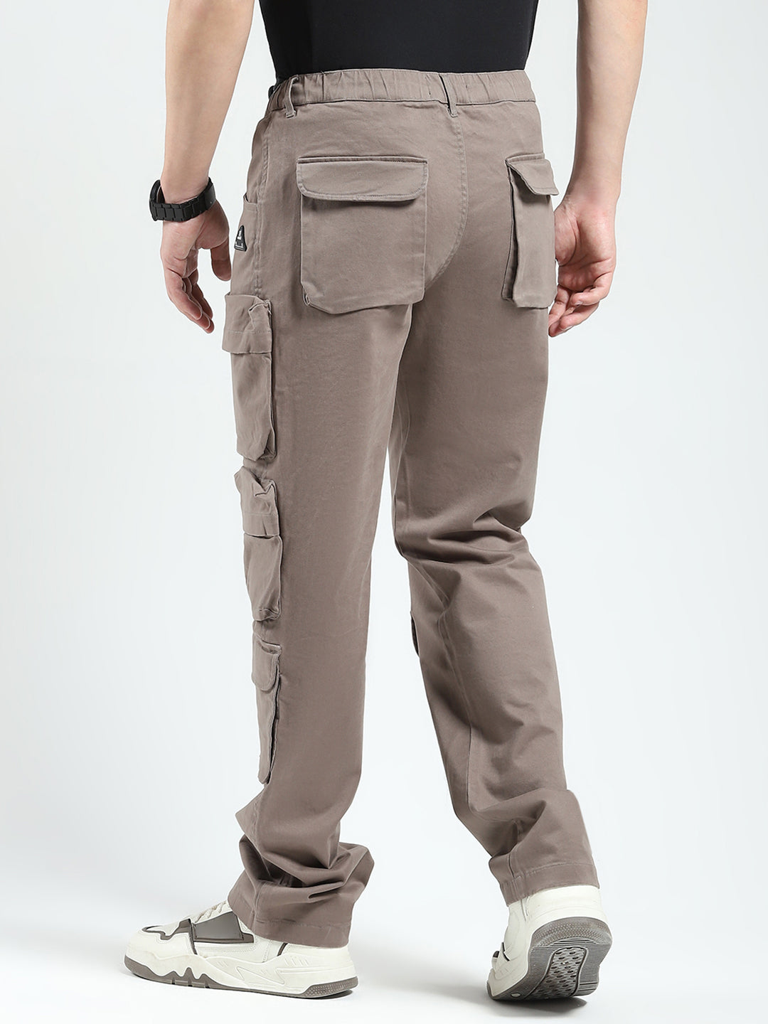 Rock.it Men Grey Solid Straight Fit Cargo
