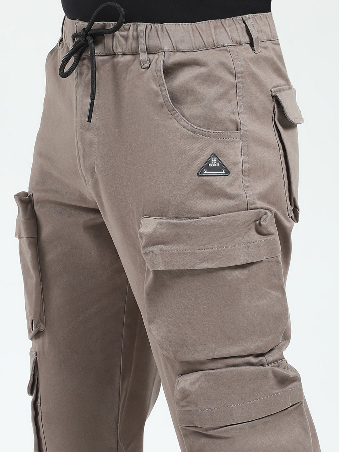 Rock.it Men Grey Solid Straight Fit Cargo