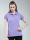Rock.it Women Purple Solid Collar Half Sleeve T-Shirt