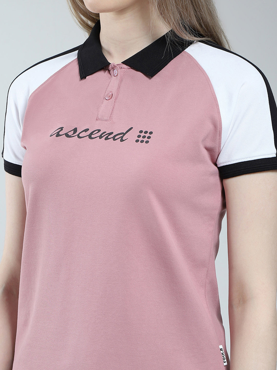 Rock.it Women Pink Printed Collar Half Sleeve T-Shirt