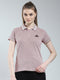 Rock.it Women Pink Self Design Collar Half Sleeve T-Shirt