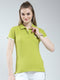 Rock.it Women Green Solid Collar Half Sleeve T-Shirt