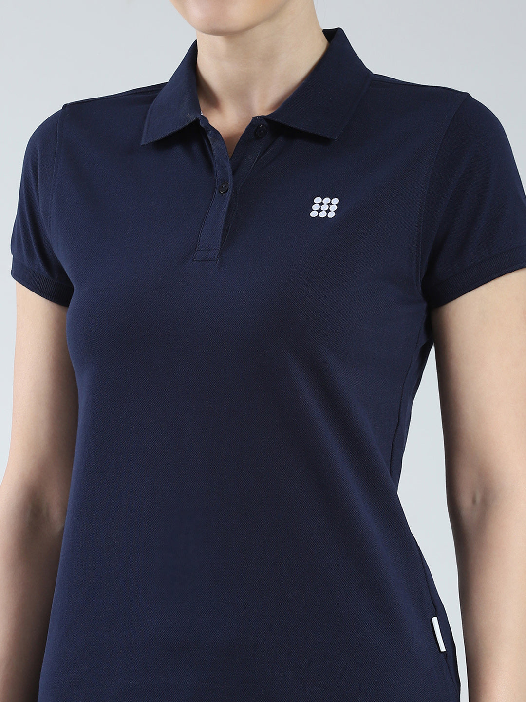 Rock.it Women Navy Blue Solid Collar Half Sleeve T-Shirt