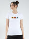 Rock.it Women White Printed Round Neck Half Sleeve Top