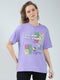 Women Purple Printed Round Neck Half Sleeve Top
