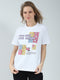 Women White Printed Round Neck Half Sleeve Top