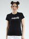 Rock.it Women Black Printed Round Neck Half Sleeve Top