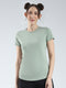 Rock.it Women Green Solid Round Neck Half Sleeve Top