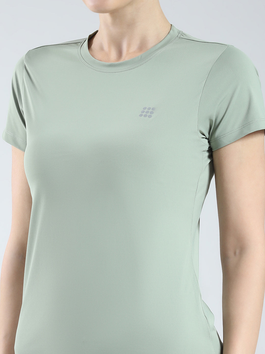 Rock.it Women Green Solid Round Neck Half Sleeve Top