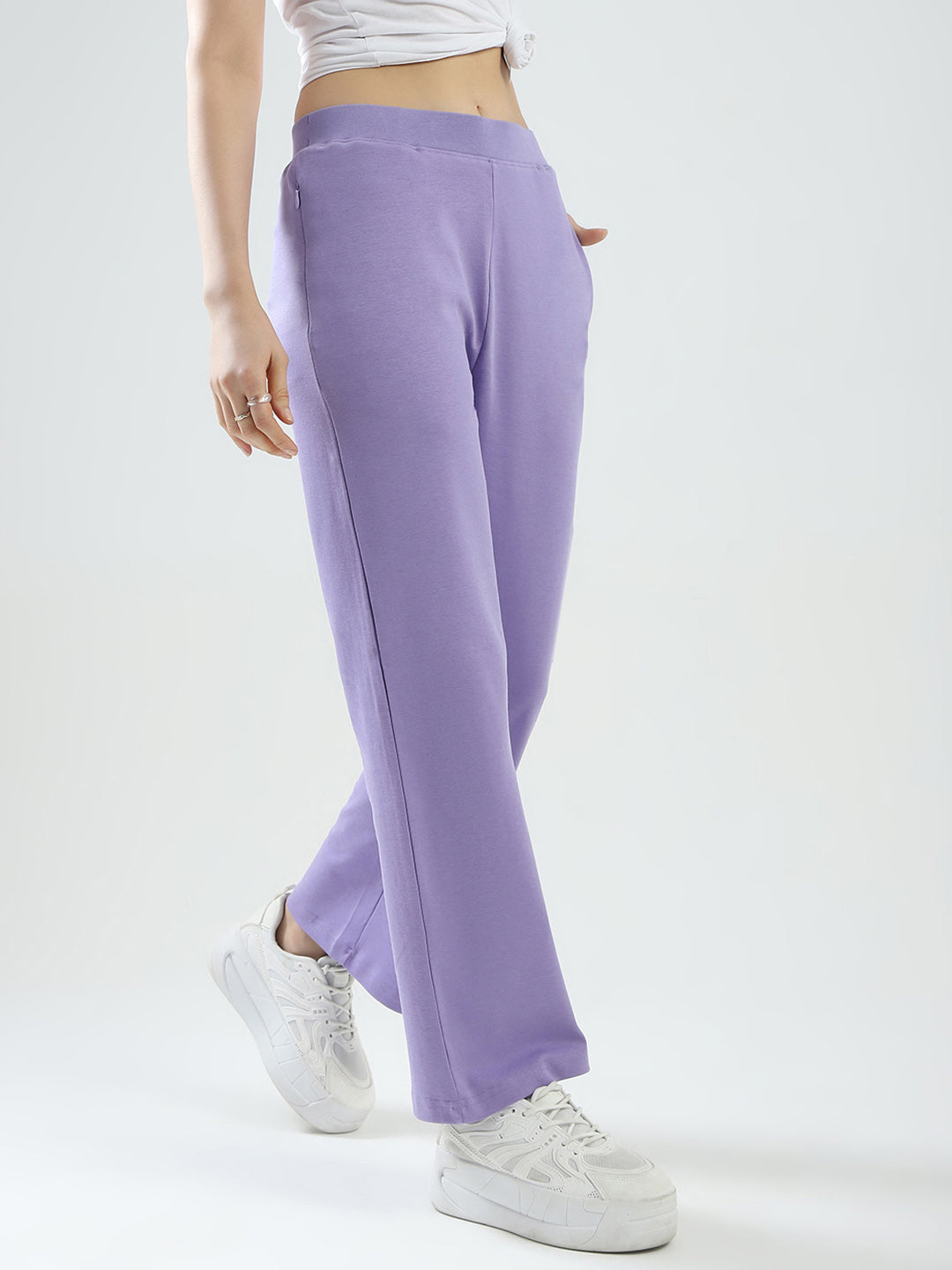 Women Purple Solid Regular Fit Lower