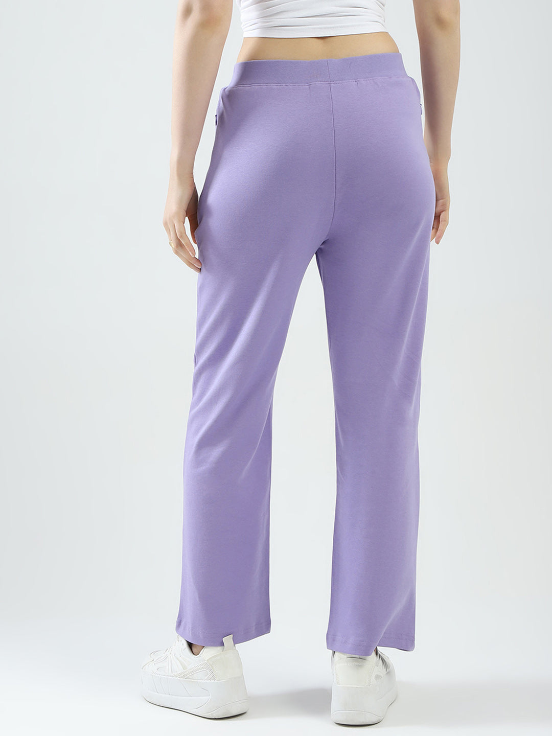 Women Purple Solid Regular Fit Lower