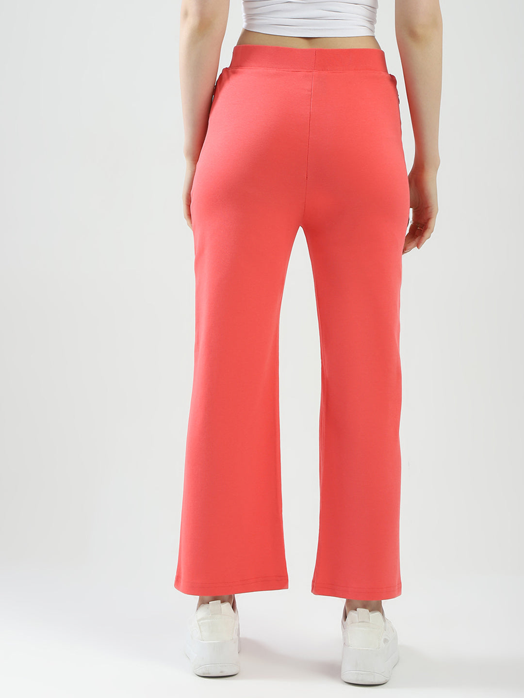 Women Coral Solid Regular Fit Lower