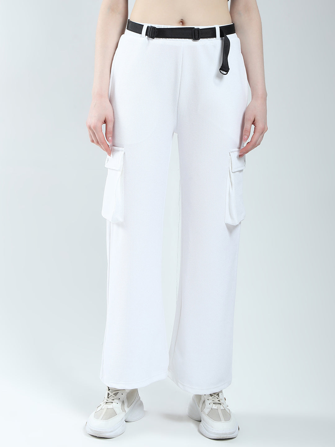 Rock.it Women White Self Design Regular Fit Lower