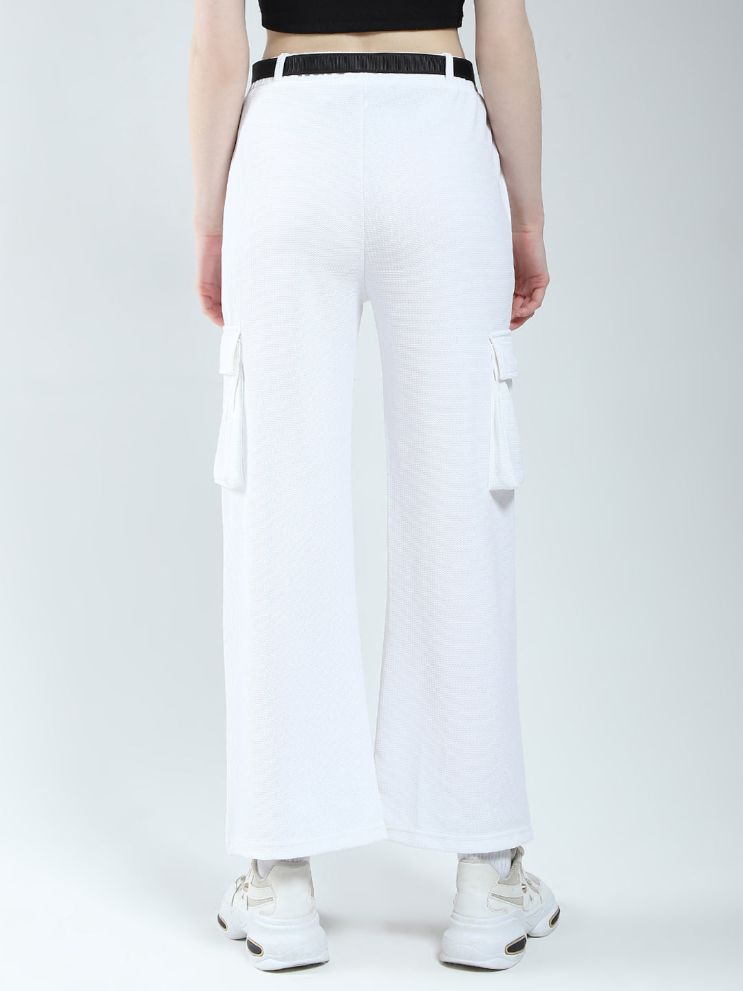 Rock.it Women White Self Design Regular Fit Lower
