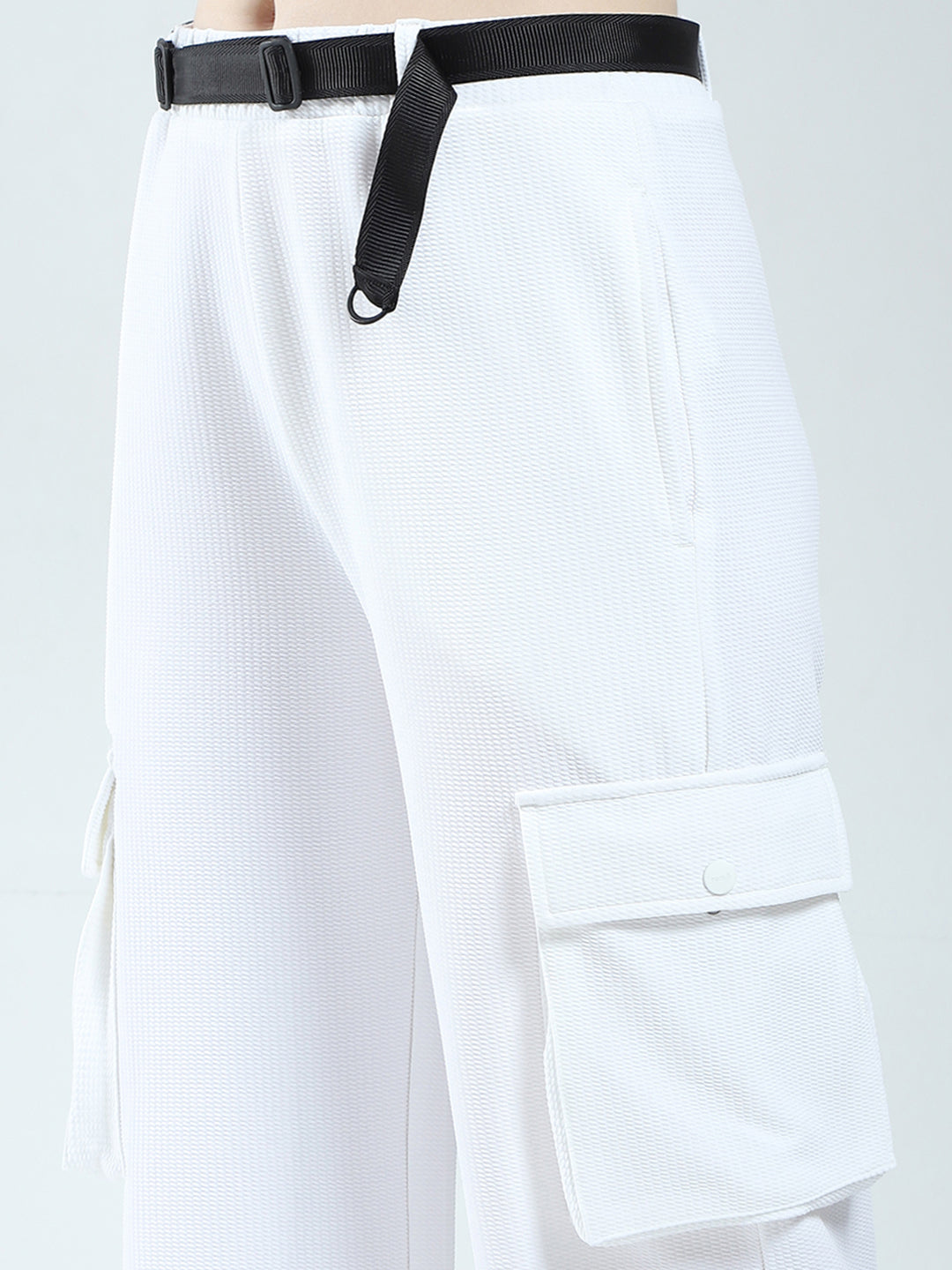 Rock.it Women White Self Design Regular Fit Lower