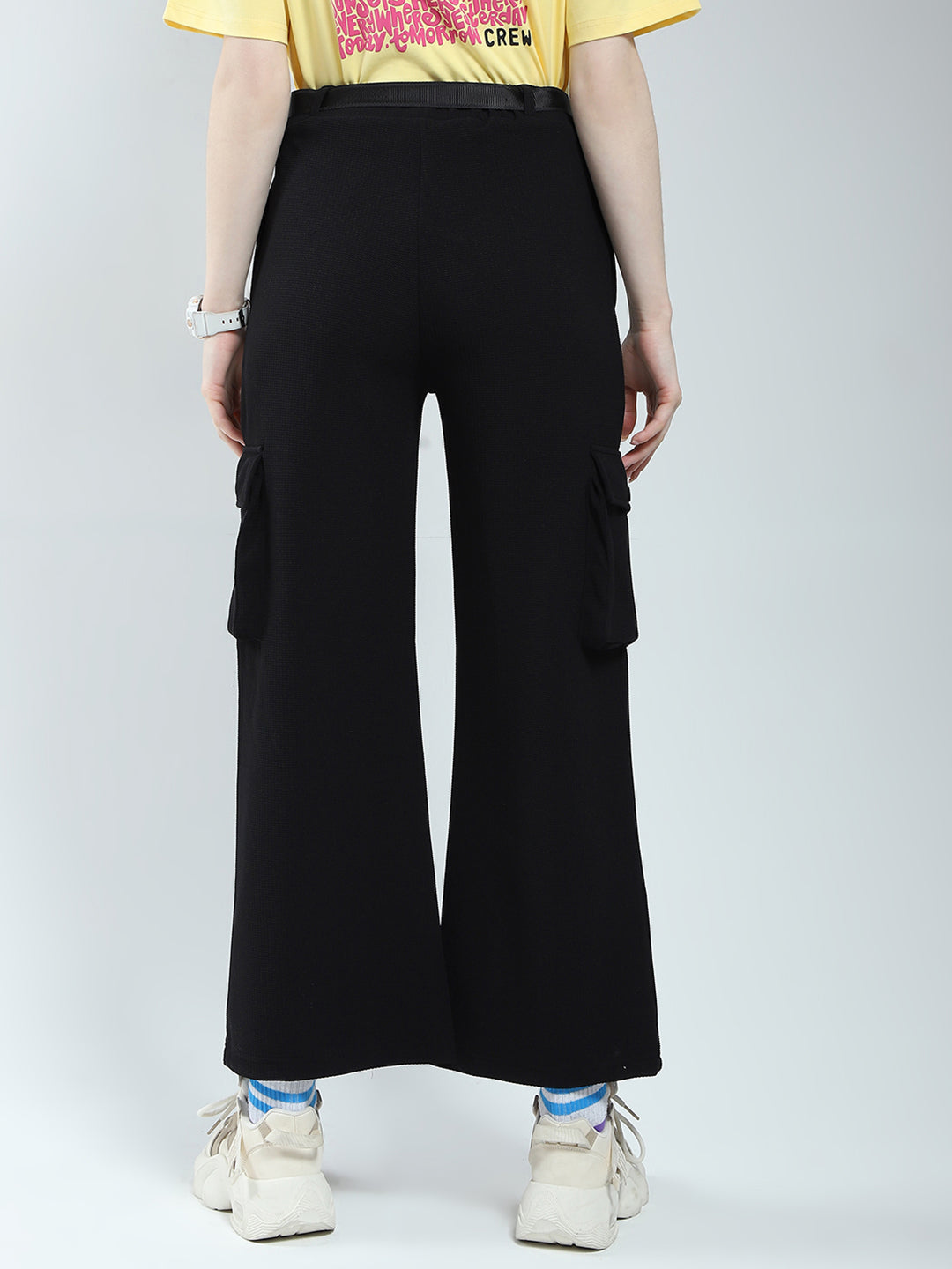 Rock.it Women Black Self Design Regular Fit Lower