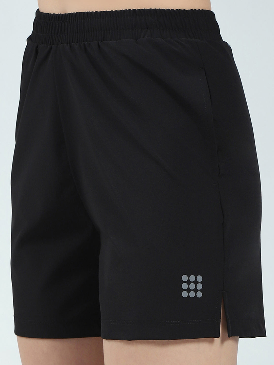Women Black Solid Regular Fit Short
