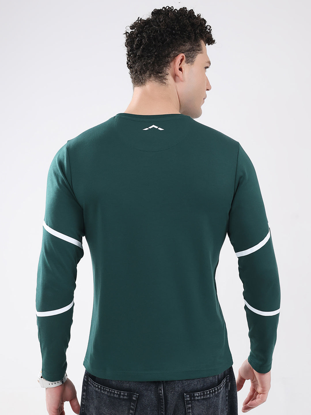 Rock.it Men Green Solid Round Neck Full Sleeve Winter T-Shirt