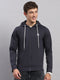 Rock.it Men Grey Solid Hooded Full Sleeve Sweatshirt
