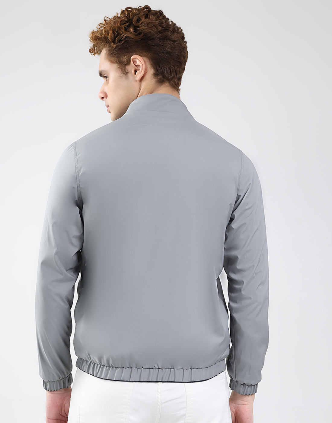 Rock.it Men Navy Blue Solid Mock Neck Full Sleeve Jacket