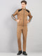 Rock.it Men Camel Brown Solid Round Neck Sleeveless Winter Tracksuit