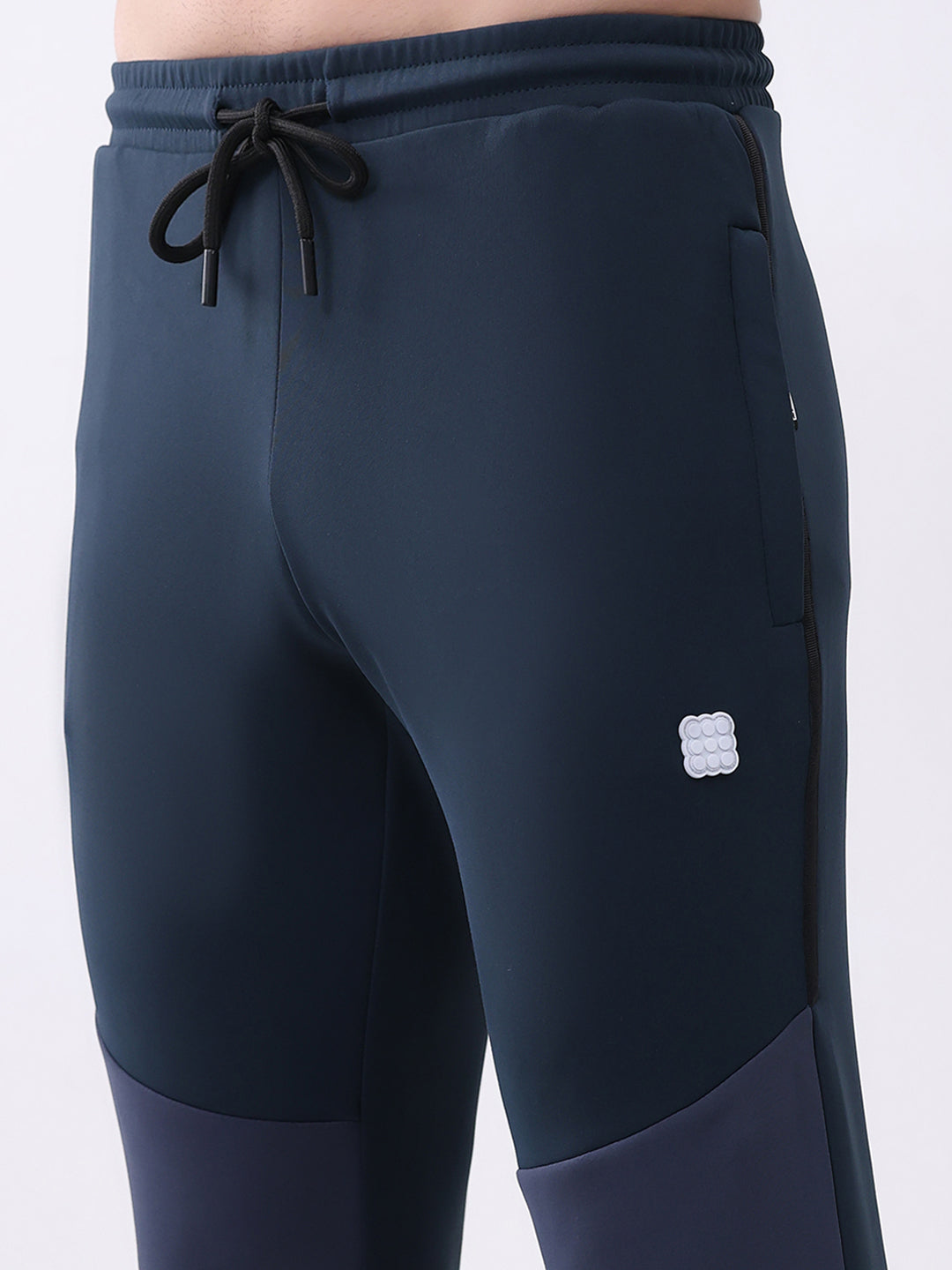 Rock.it Men Dark Blue Solid Mock Neck Full Sleeve Winter Tracksuit