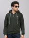 Rock.it Men Olive Solid Hooded Full Sleeve Sweatshirt