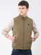 Rock.it Men Brown Solid Collar Sleeveless Jacket