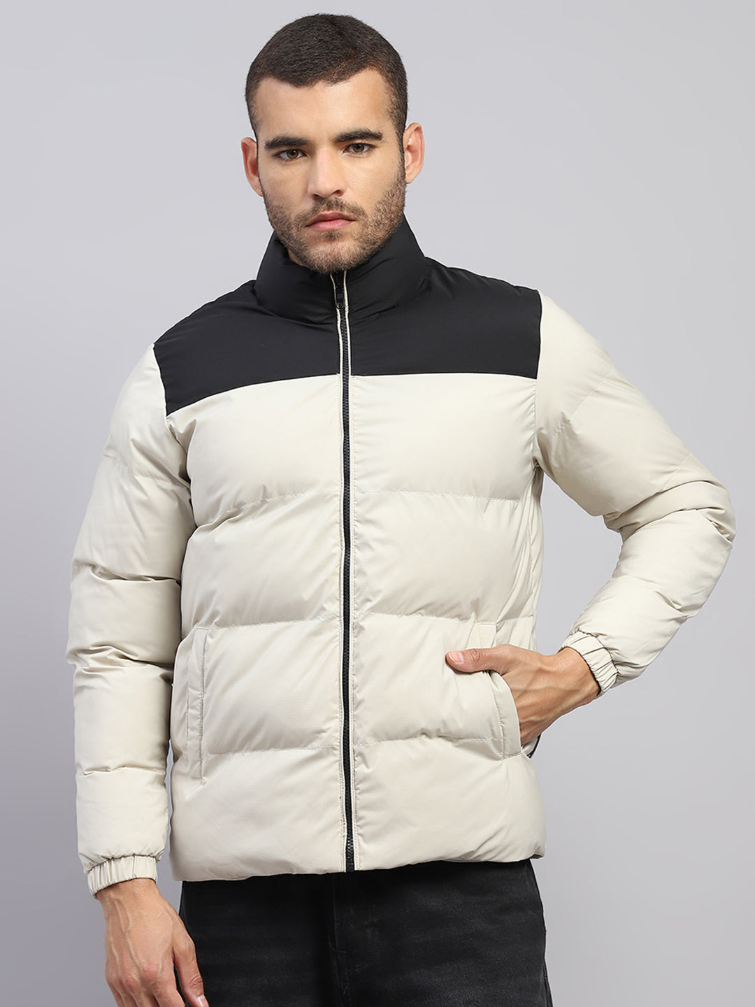 Rock.it Men Beige Solid Hooded Full Sleeve Jacket