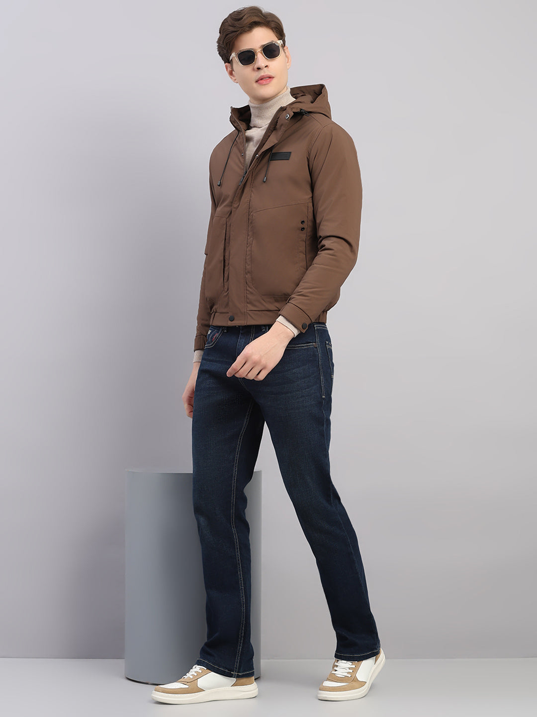 Rock.it Men Brown Solid Hooded Full Sleeve Jacket