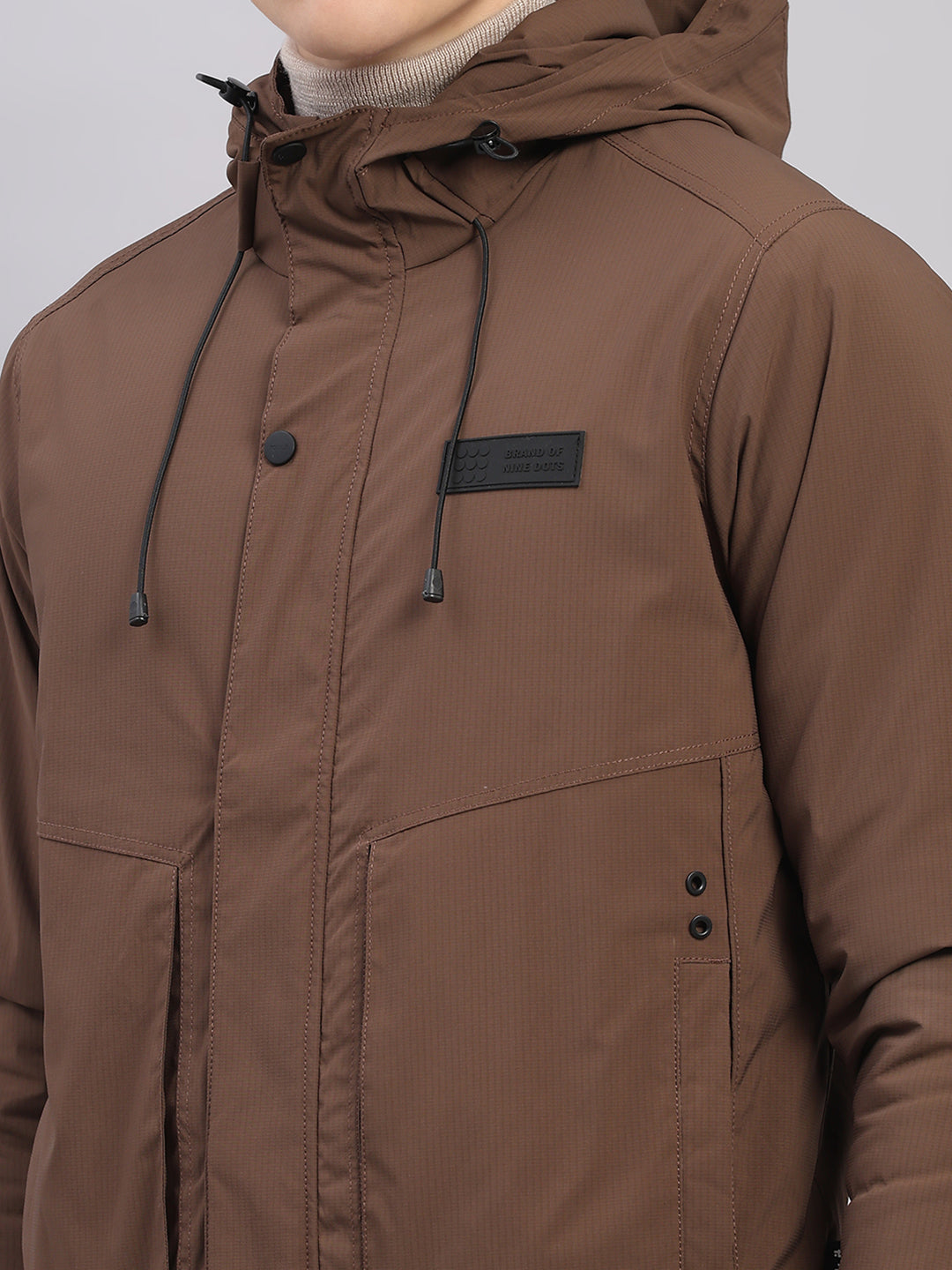 Rock.it Men Brown Solid Hooded Full Sleeve Jacket