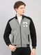 Rock.it Men Grey Melange Solid Stand Collar Full Sleeve Jacket