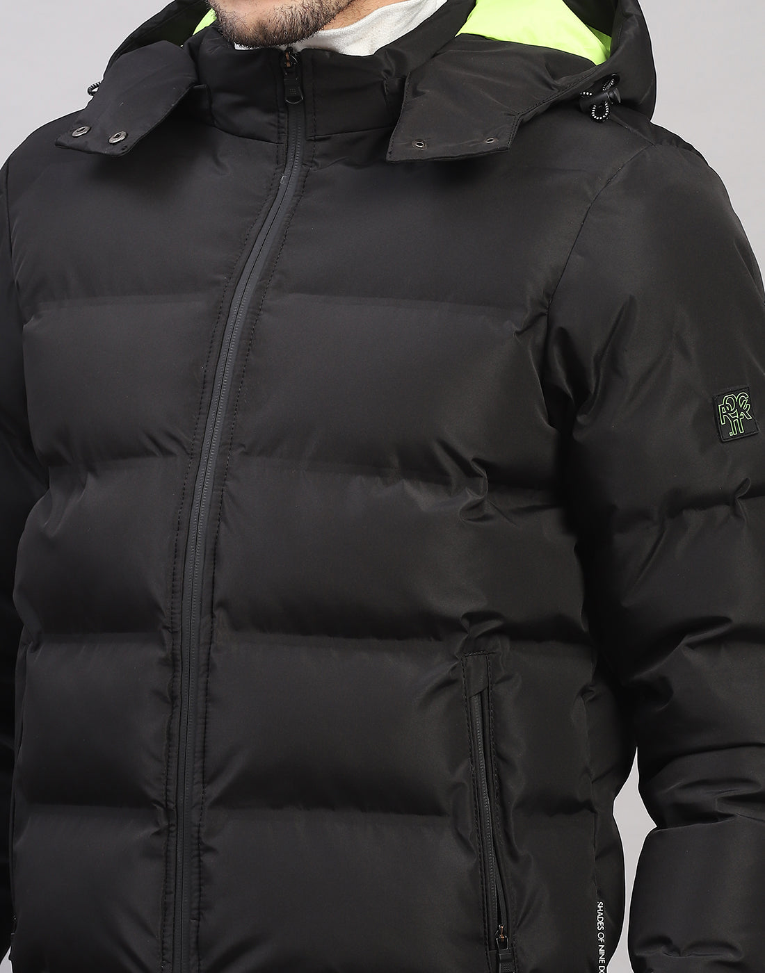 Rock.it Men Black Self Design Collar Full Sleeve Jacket