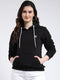 Rock.it Women Black Solid Hooded Full Sleeve Sweatshirt