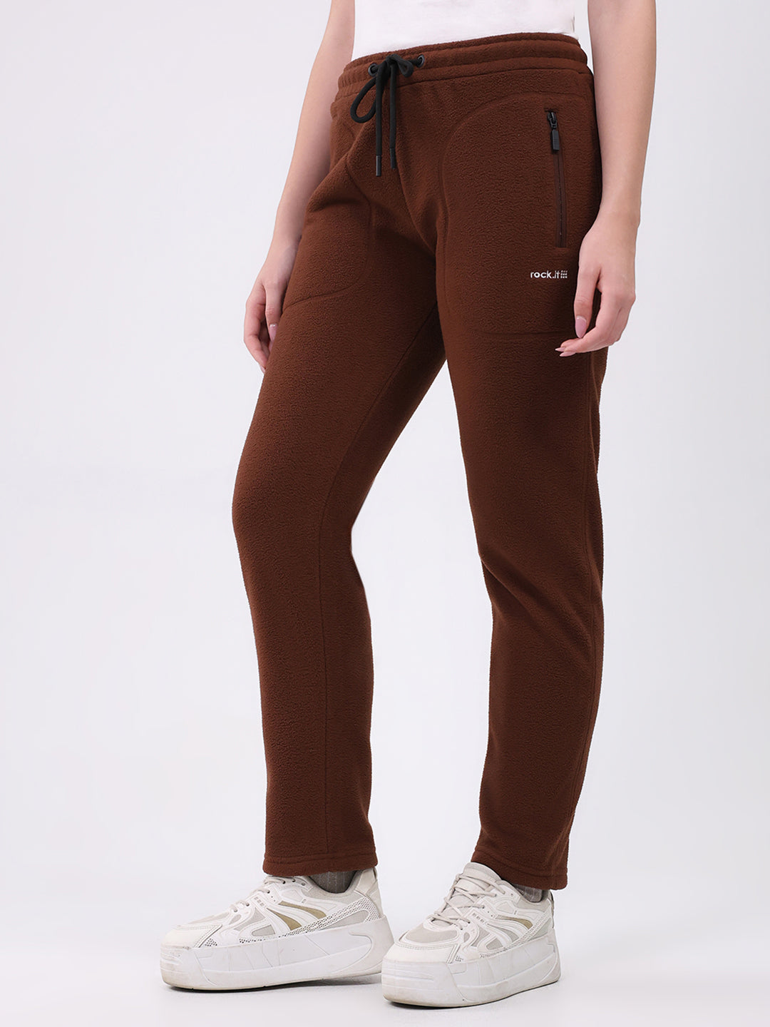 Rock.it Women Brown Solid Regular Fit Winter Lower