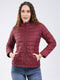 Rock.it Women Maroon Solid Collar Full Sleeve Jacket
