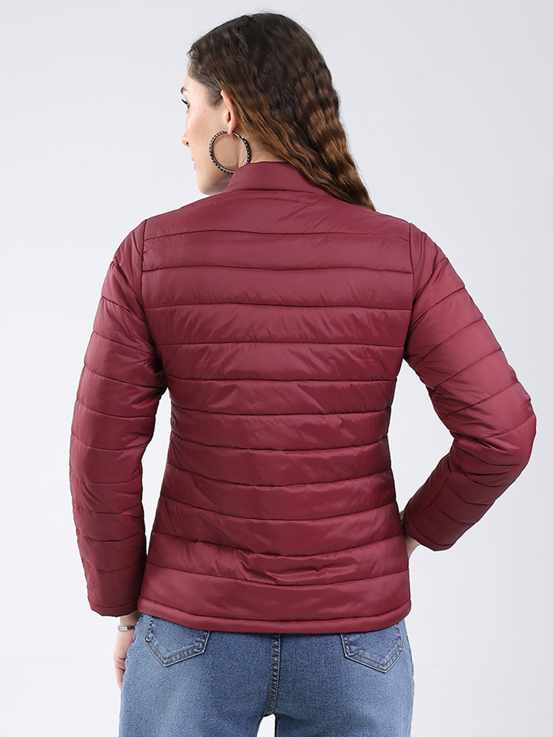 Rock.it Women Maroon Solid Collar Full Sleeve Jacket