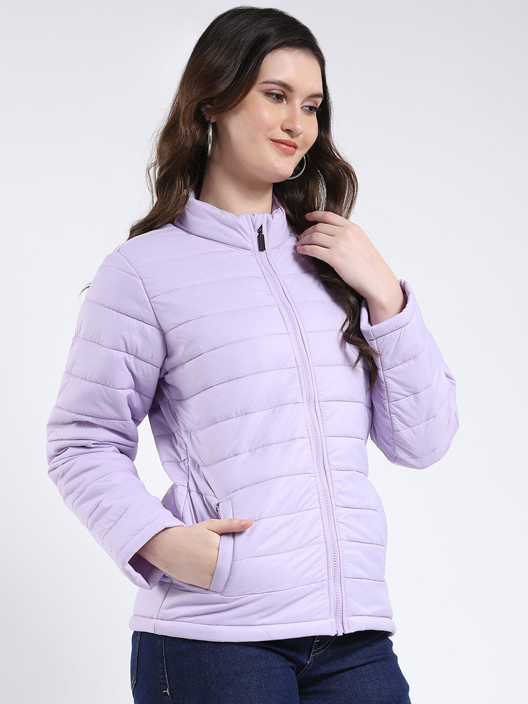 Rock.it Women Purple Solid Mock Neck Full Sleeve Jacket