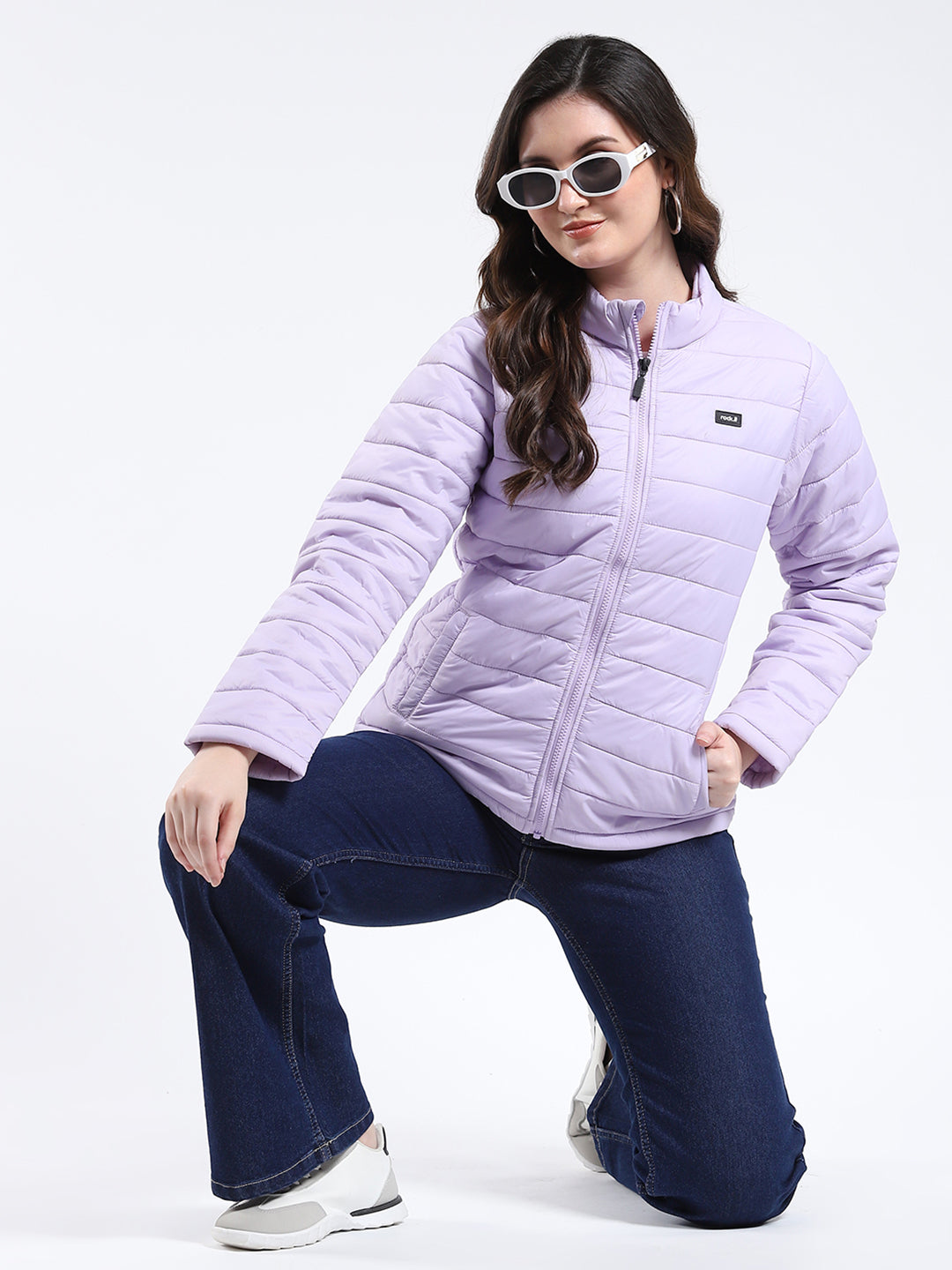Rock.it Women Purple Solid Mock Neck Full Sleeve Jacket