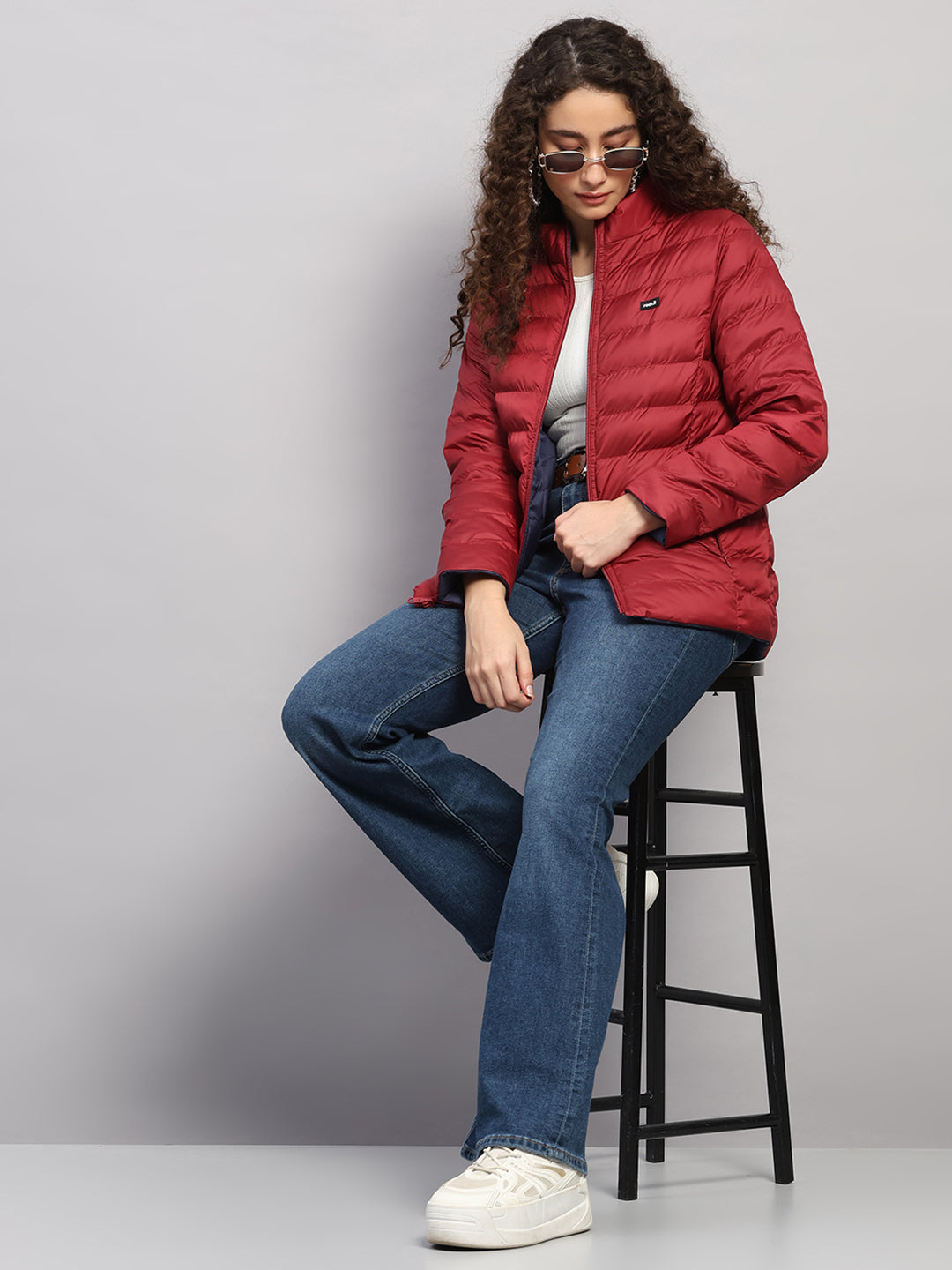 Rock.it Women Maroon Solid Collar Full Sleeve Jacket
