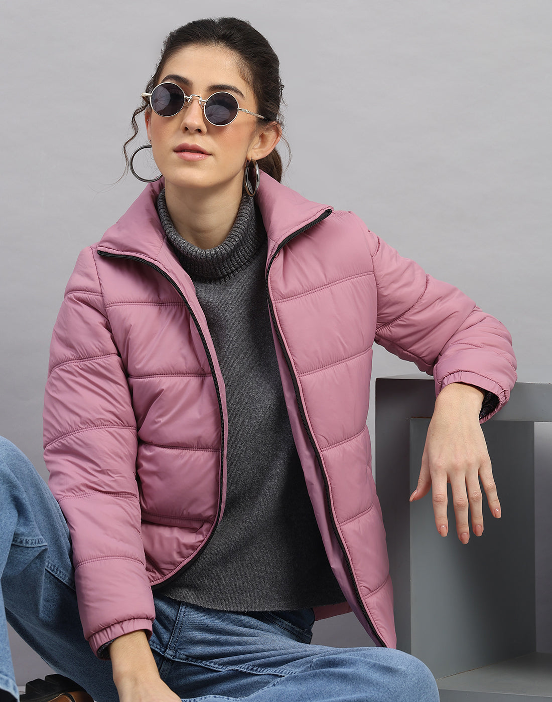 Rock.it Women Purple Solid Collar Full Sleeve Jacket