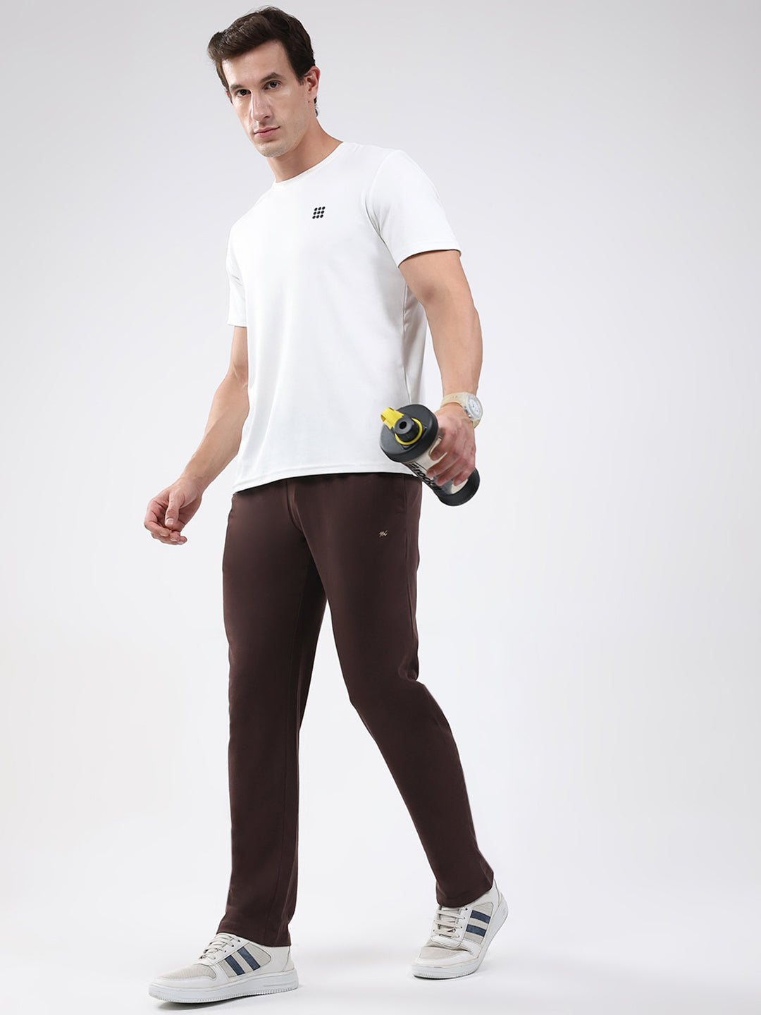 Men Brown Solid Regular Fit Lower