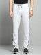 Men Off White Solid Regular Fit Lower